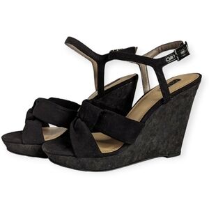 G.I.L.I Sandals Kahlie Printed Padded Insole Wedge Heels Women's Black Size 6M